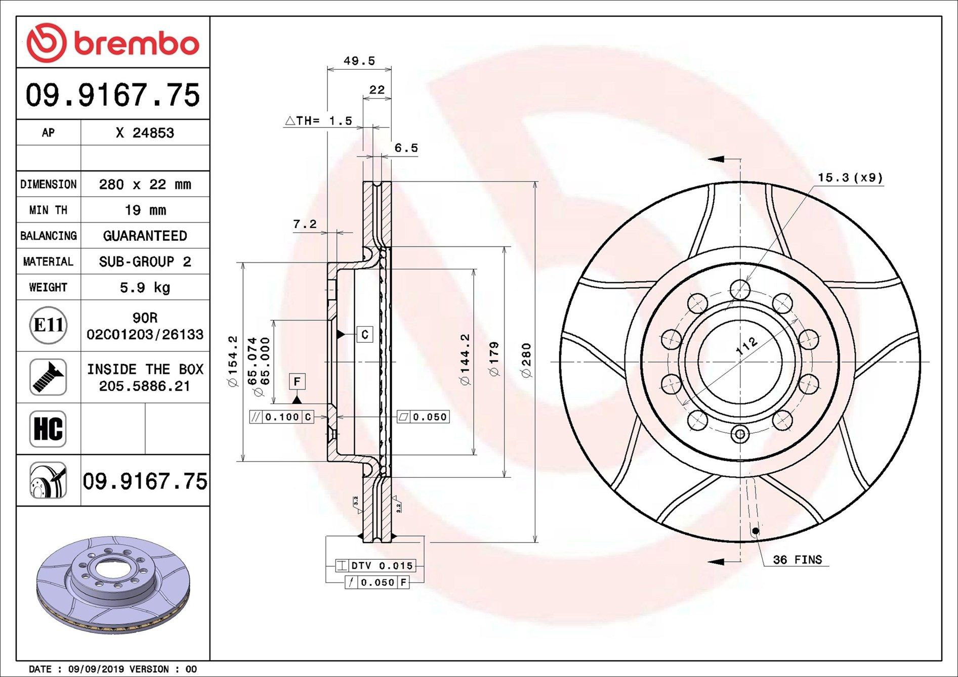 Comprar 09916775 Brembo Freno de disco delantero