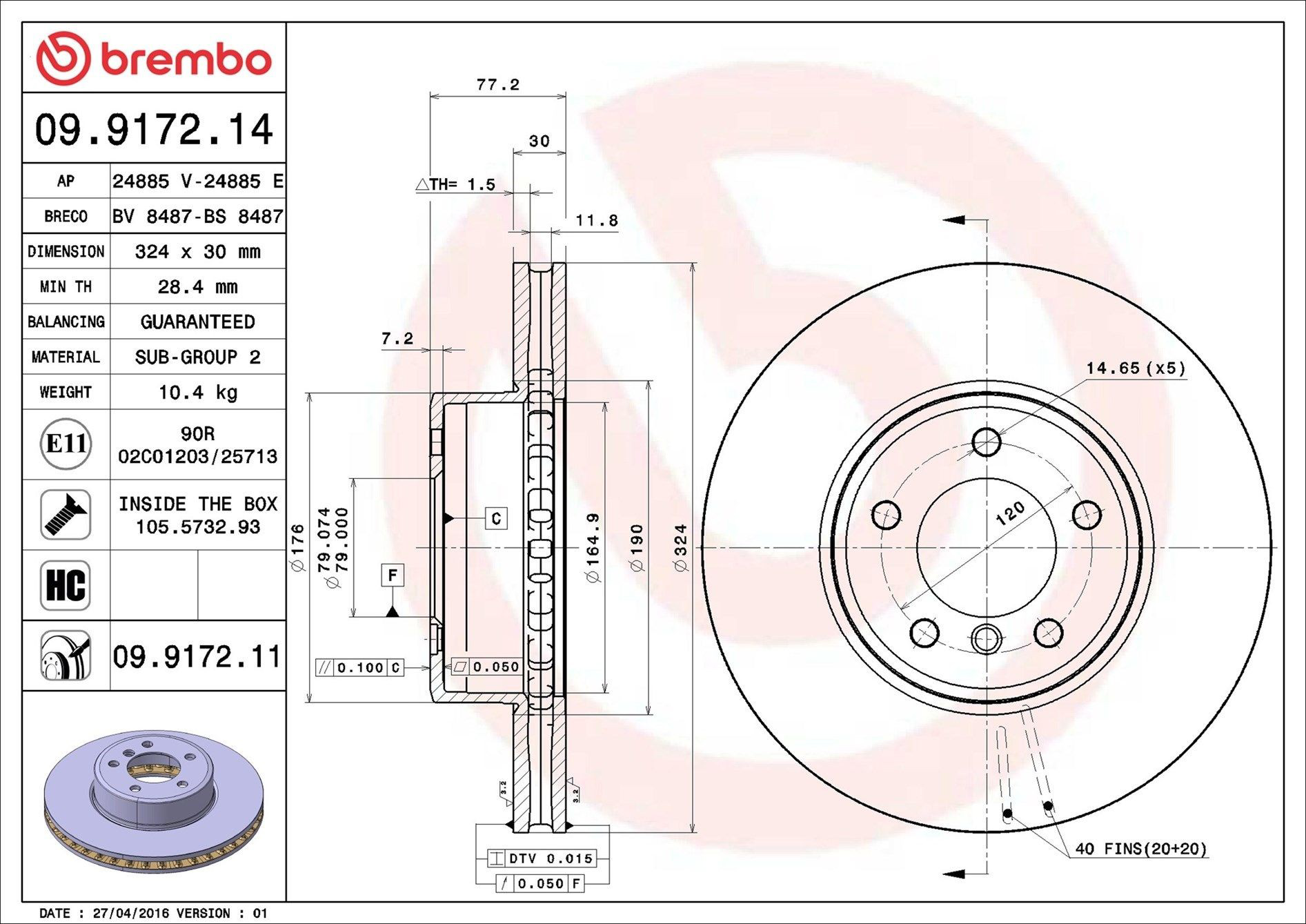 Frenos delanteros Brembo 09917211 precio, desde 57,97 EUR