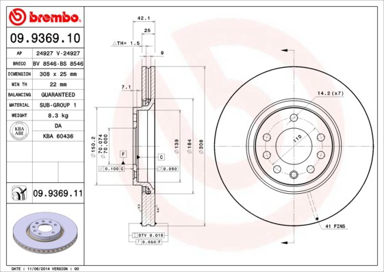 Frenos delanteros Brembo 09936911 precio, desde 55,03 EUR