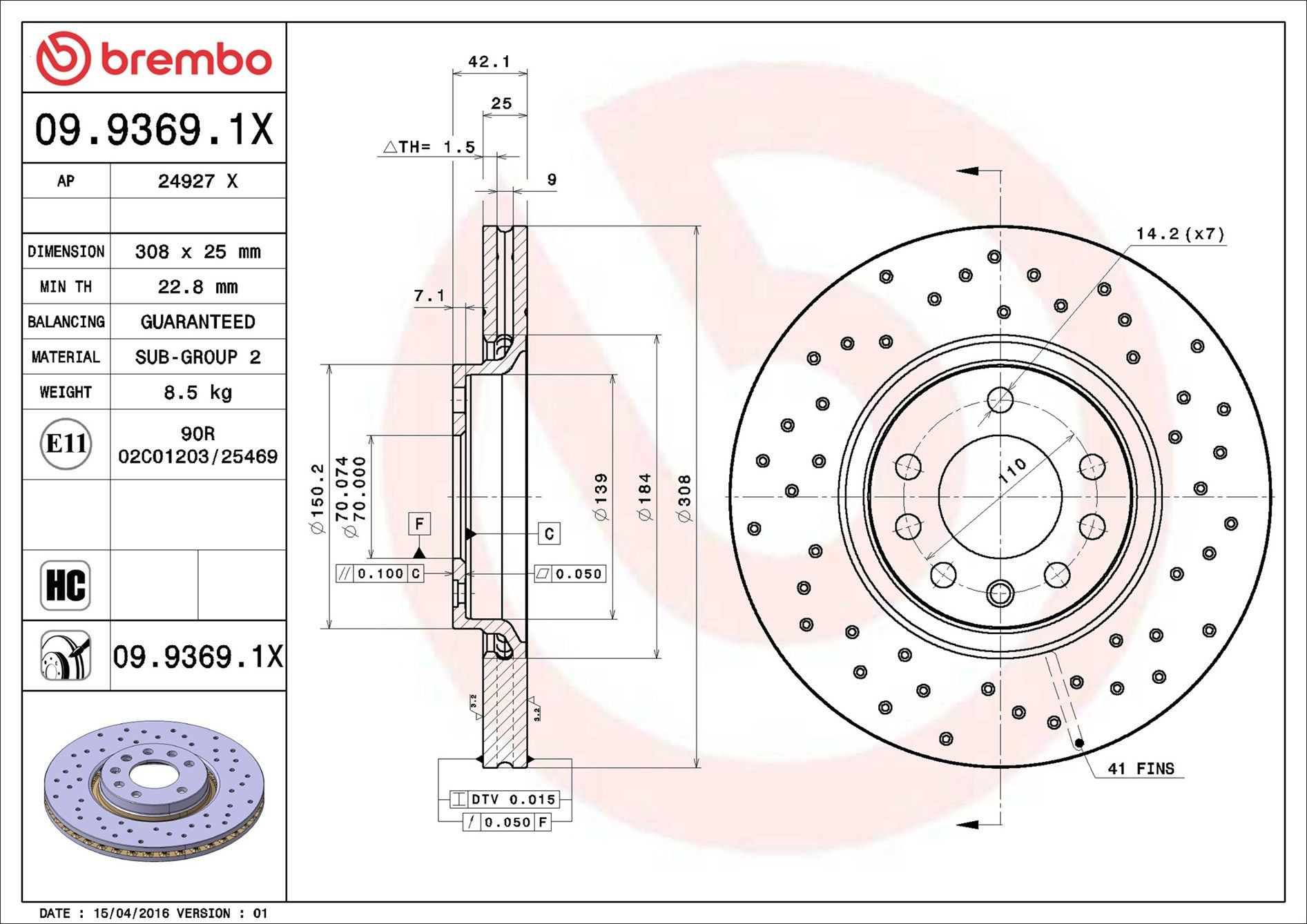 Frenos delanteros Brembo 0993691X precio, desde 55,03 EUR