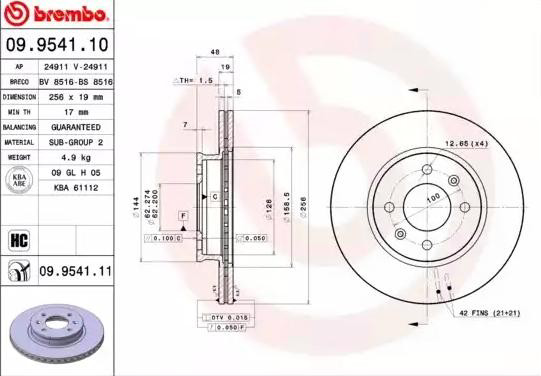 Disco de freno 09954111 Brembo