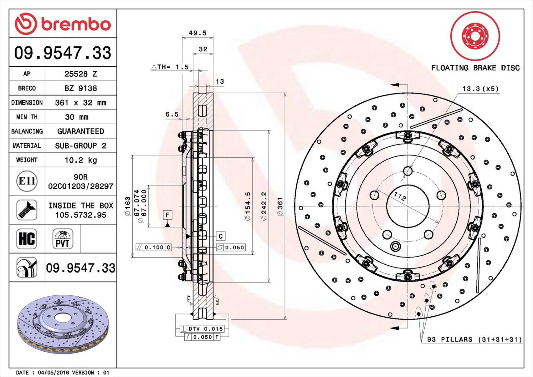 Frenos delanteros Brembo 09954733 precio, desde 541,57 EUR