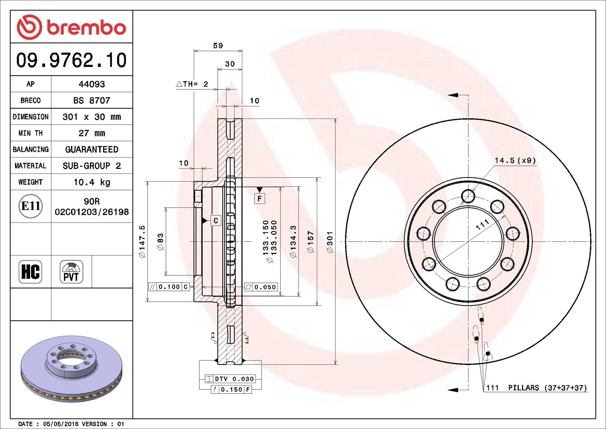 Frenos delanteros Brembo 09976210 precio, desde 60,40 EUR