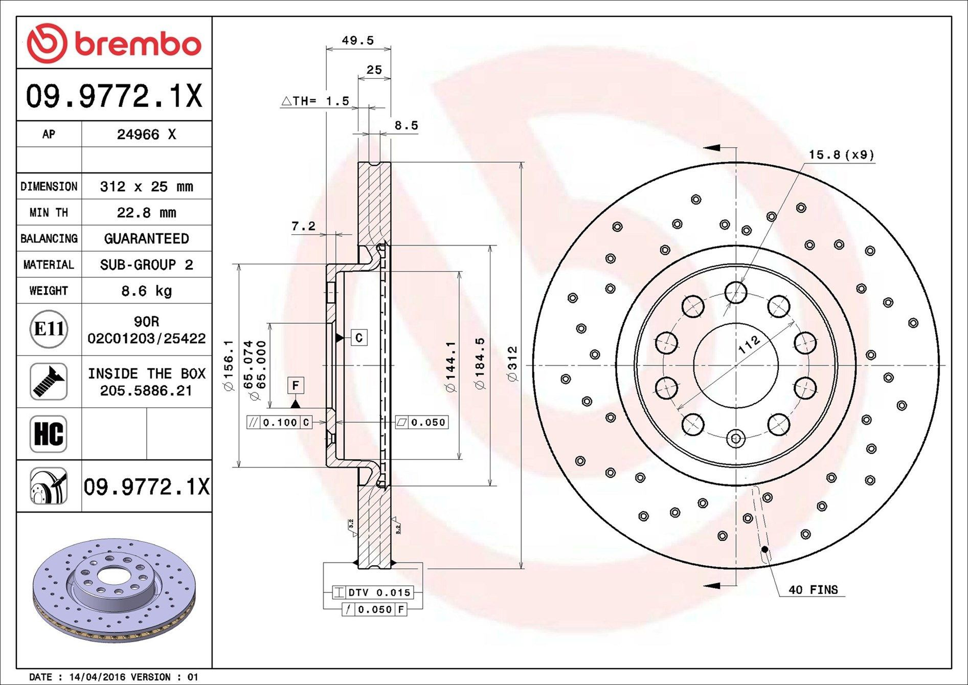 Frenos delanteros Brembo 0997721X precio, desde 54,17 EUR