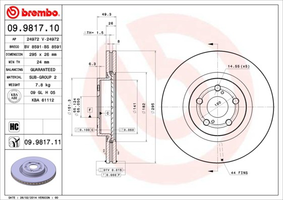 Frenos delanteros Brembo 09981711 precio, desde 64,18 EUR
