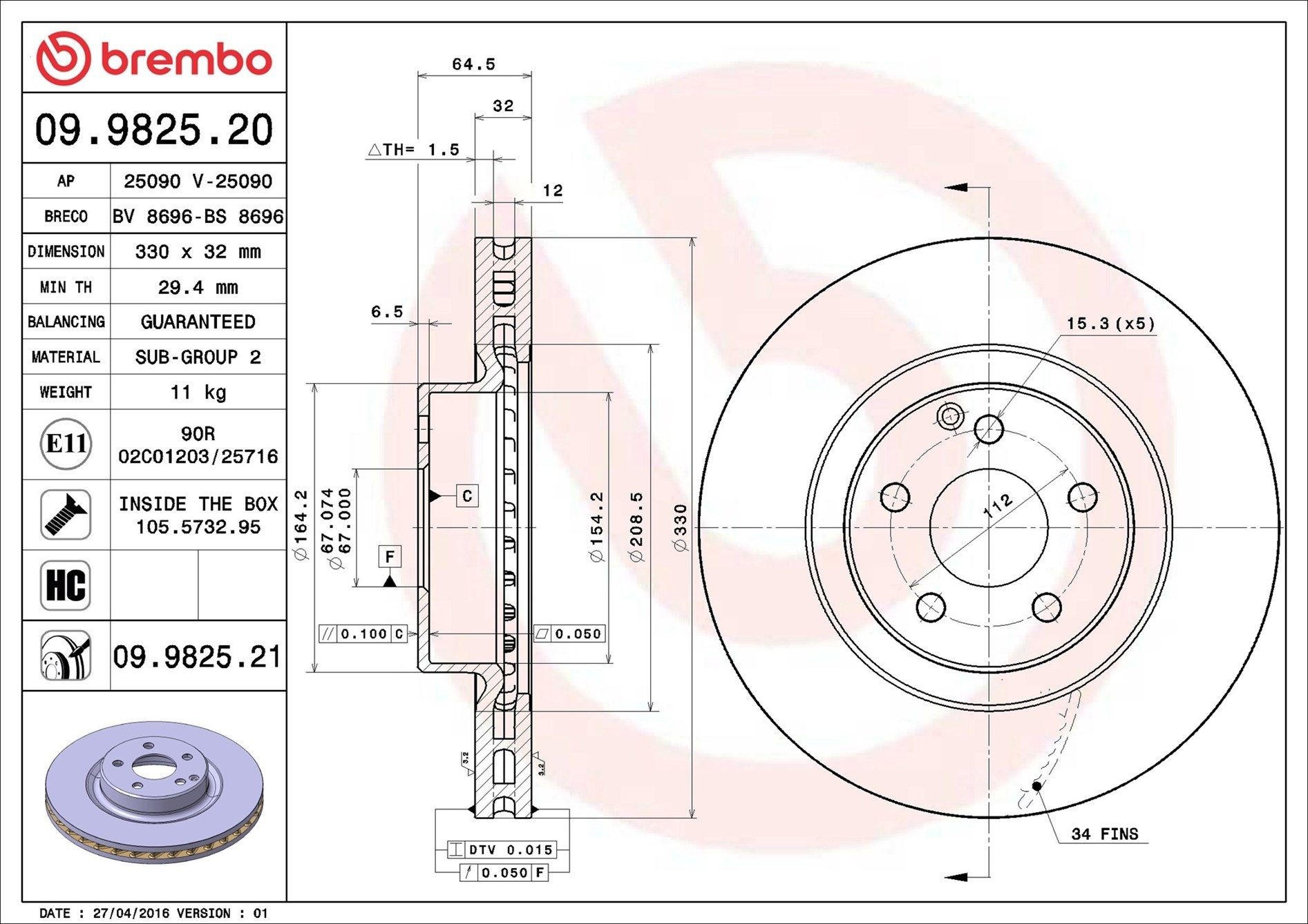 09982521 Brembo Discos