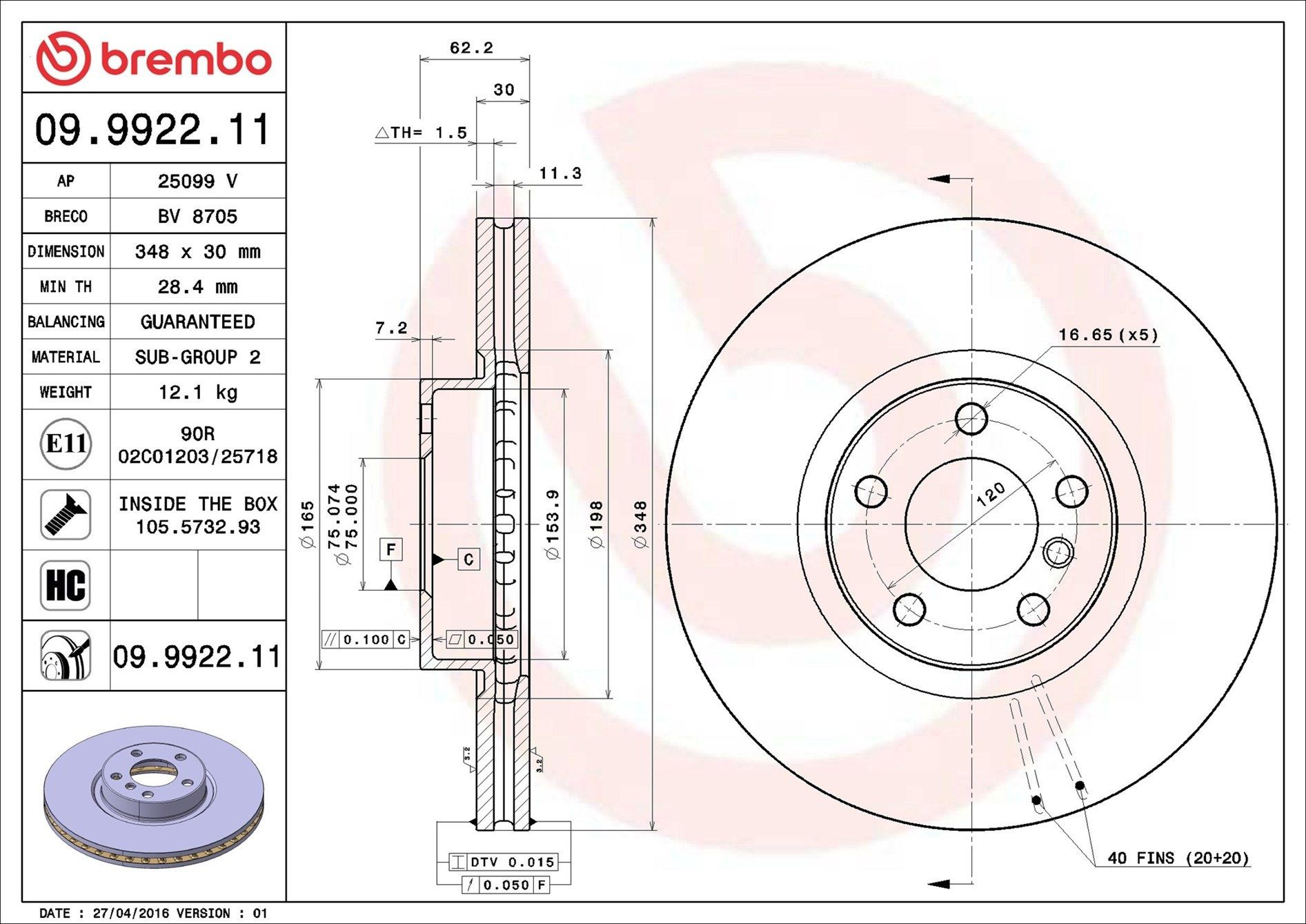 Frenos delanteros Brembo 09992211 precio, desde 72,68 EUR