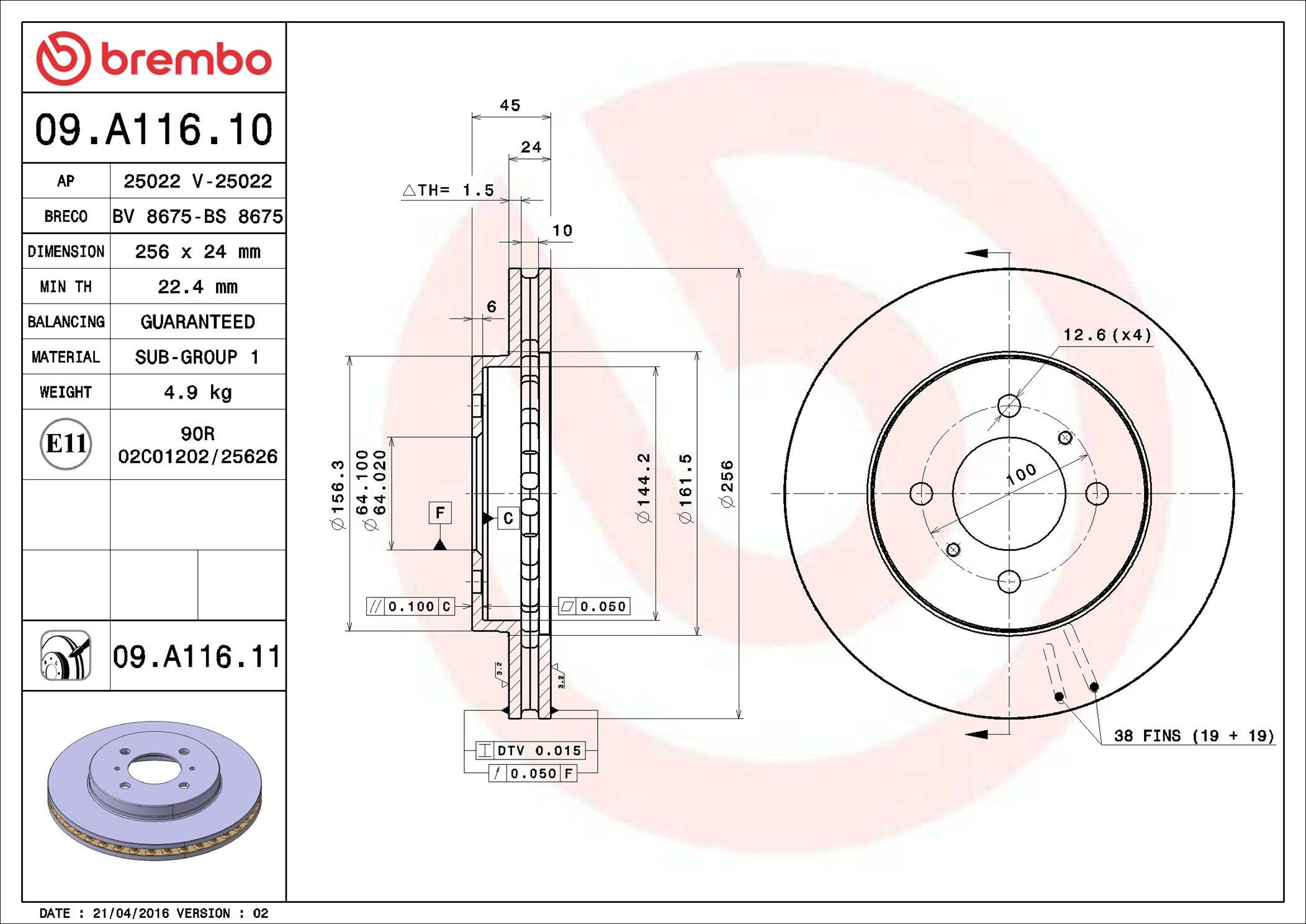 Frenos delanteros Brembo 09A11611 precio, desde 39,37 EUR