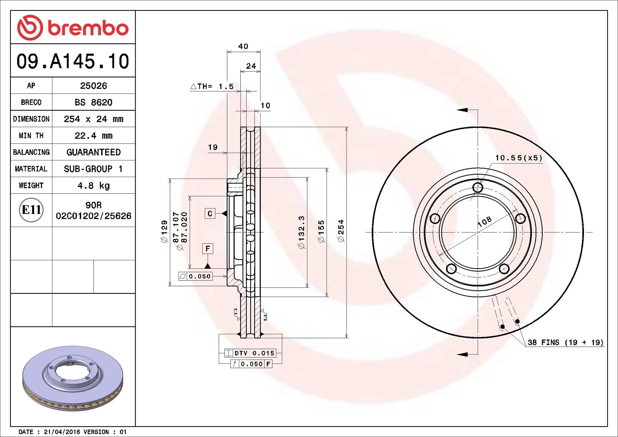 Frenos delanteros Brembo 09A14510 precio, desde 54,18 EUR