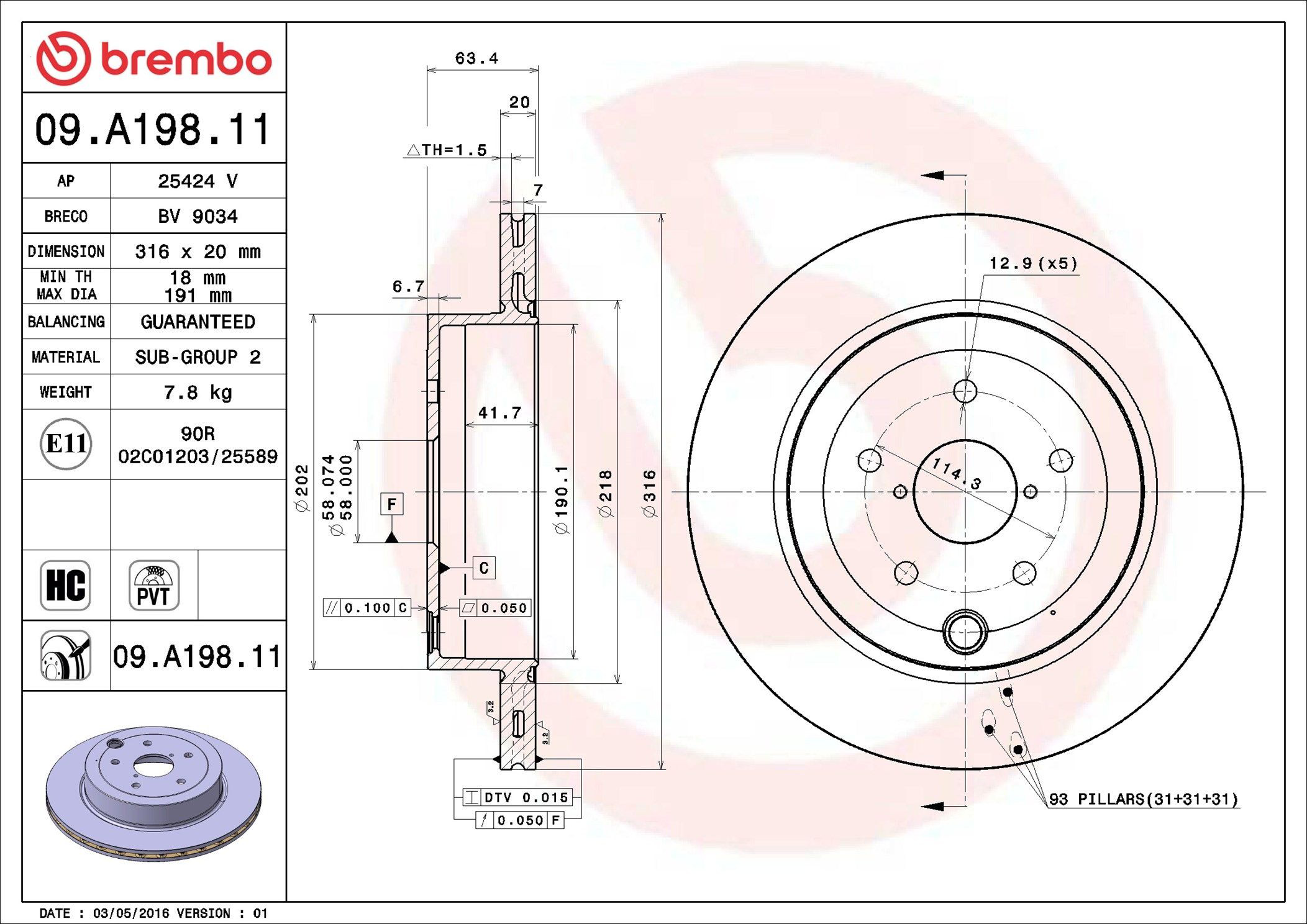 Disco de freno trasero Brembo 09A19811 precio, desde 79,00 EUR