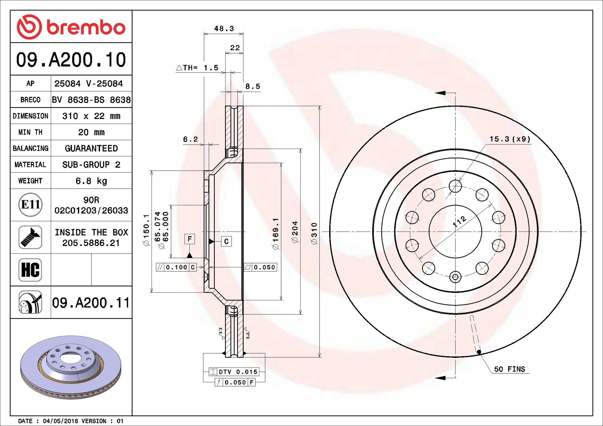 Disco de freno trasero Brembo 09A20011 precio, desde 46,46 EUR