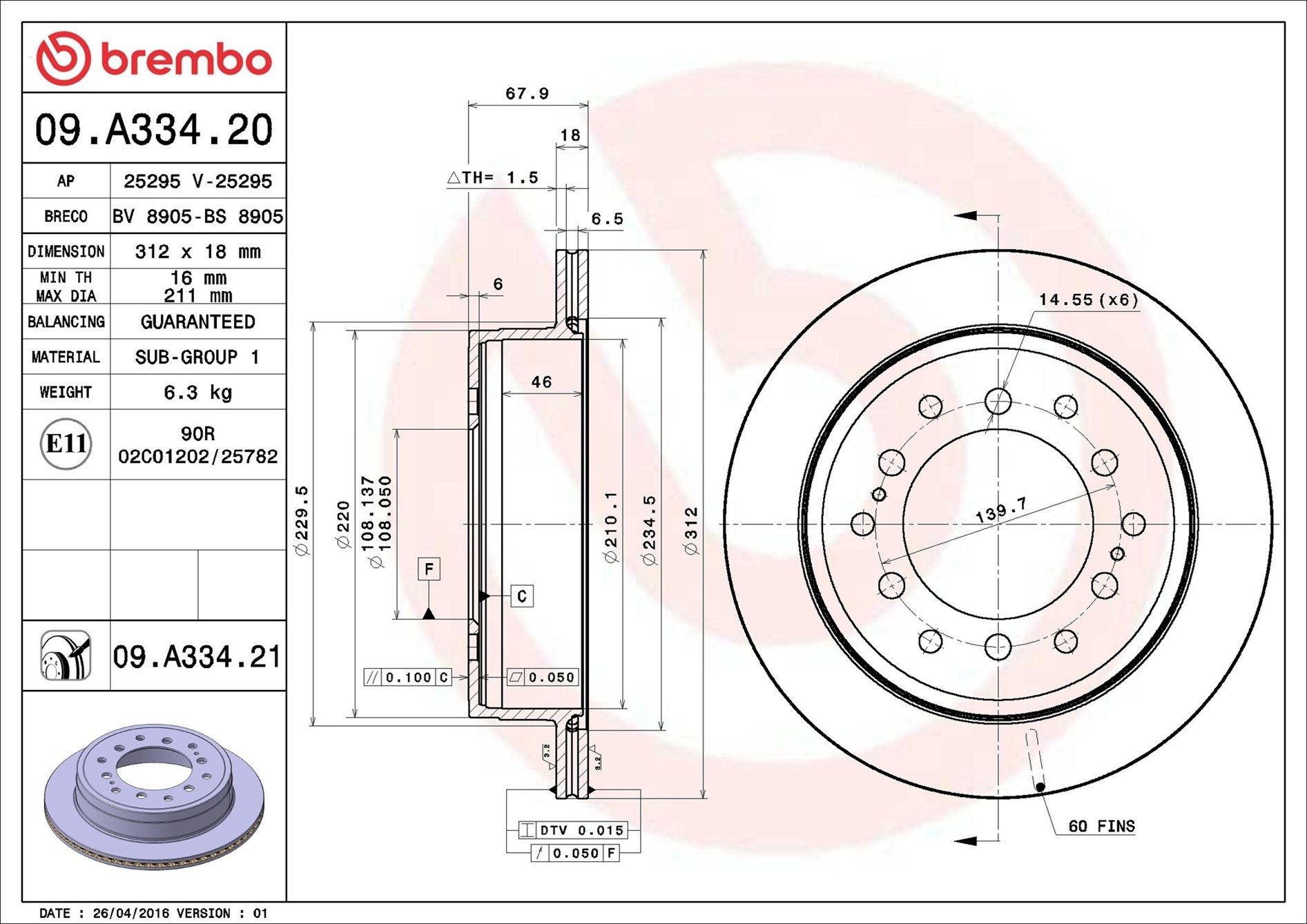 Disco de freno trasero Brembo 09A33421 precio, desde 44,04 EUR