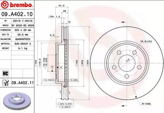 Frenos delanteros Brembo 09A40211 precio, desde 85,09 EUR