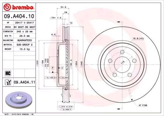Comprar 09A40411 Brembo Freno de disco delantero