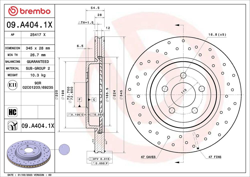 Comprar 09A4041X Brembo Freno de disco delantero