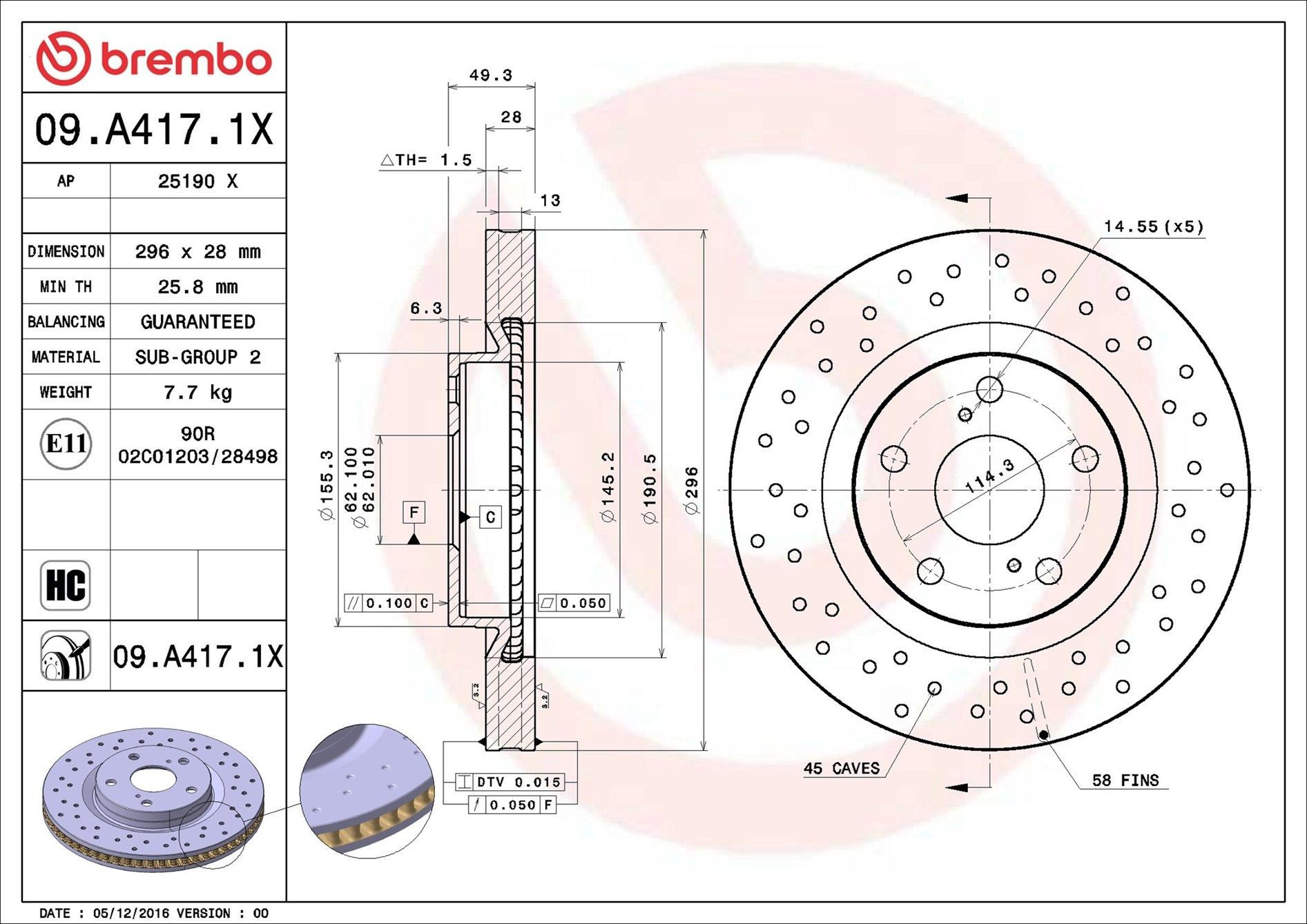 Frenos delanteros Brembo 09A4171X precio, desde 44,42 EUR