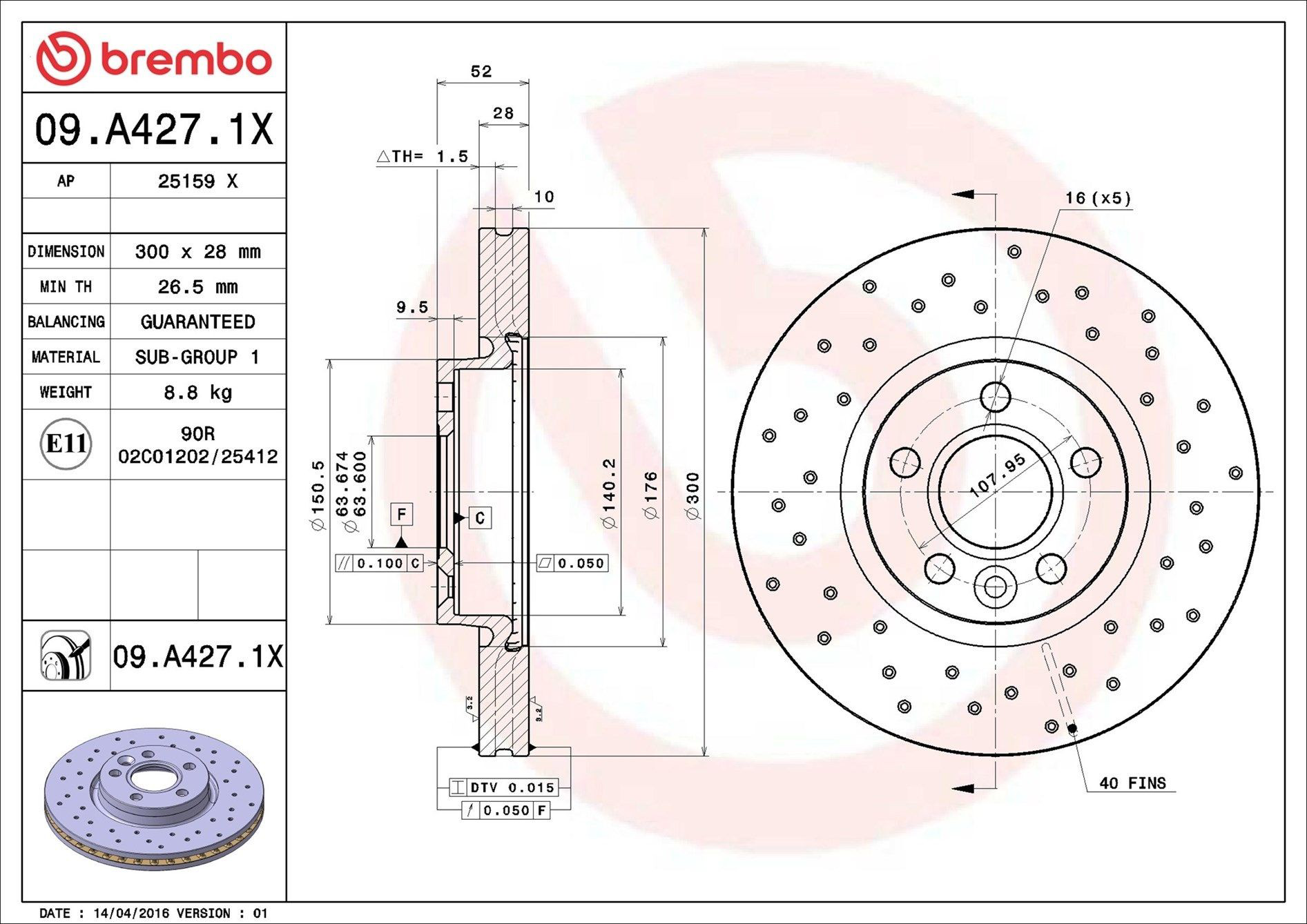 Frenos delanteros Brembo 09A4271X precio, desde 50,33 EUR