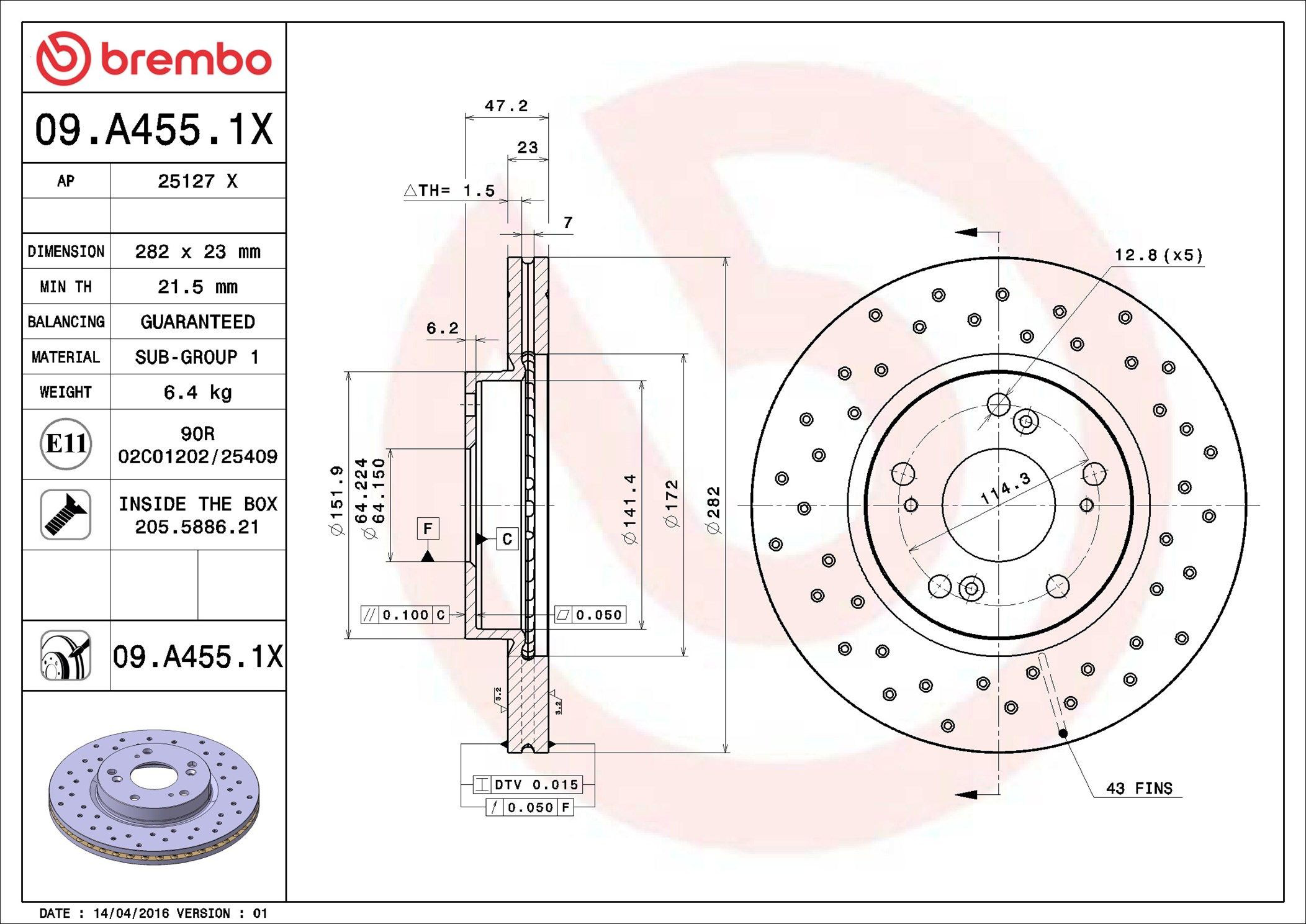 Frenos delanteros Brembo 09A4551X precio, desde 44,25 EUR