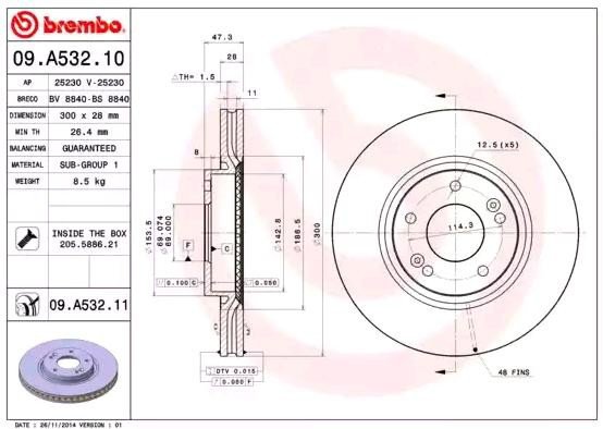 Comprar 09A53210 Brembo Freno de disco delantero