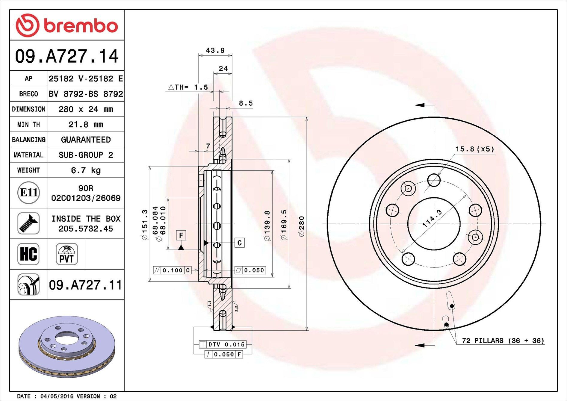 Frenos delanteros Brembo 09A72711 precio, desde 37,75 EUR