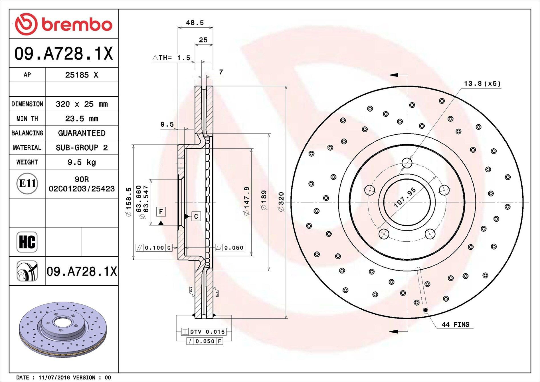 Frenos delanteros Brembo 09A7281X precio, desde 55,18 EUR