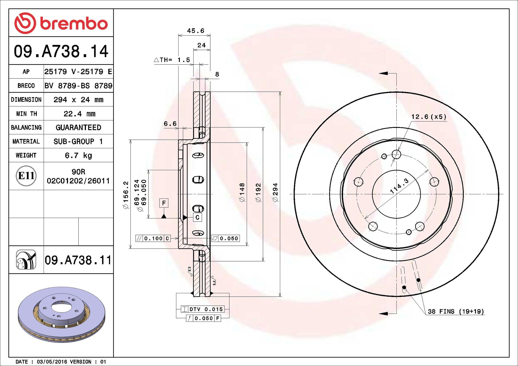 Frenos delanteros Brembo 09A73811 precio, desde 60,47 EUR