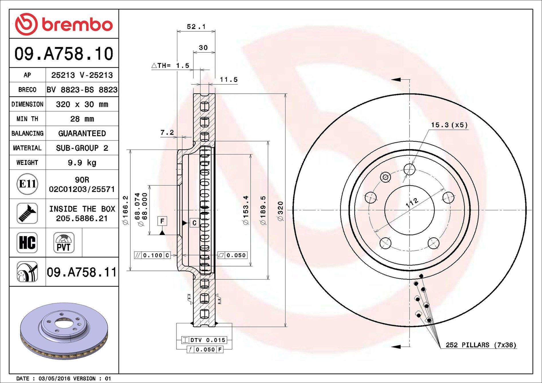 Frenos delanteros Brembo 09A75811 precio, desde 67,07 EUR