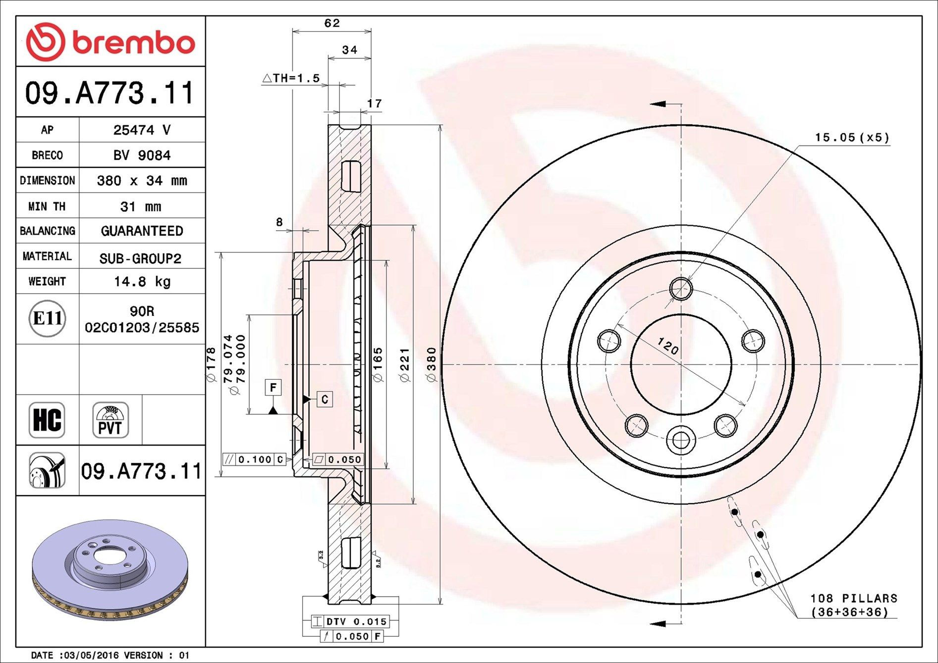 Frenos delanteros Brembo 09A77311 precio, desde 97,70 EUR