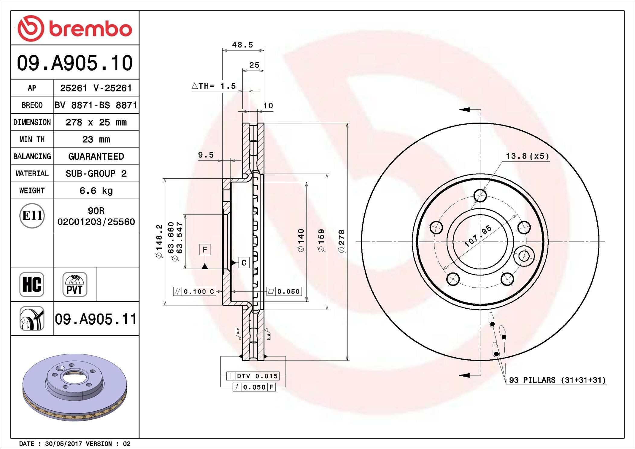 Frenos delanteros Brembo 09A90510 precio, desde 43,95 EUR