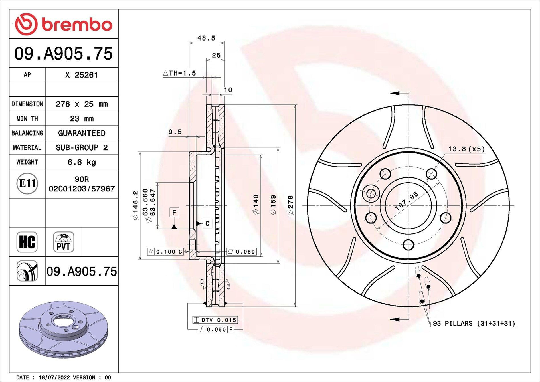 09A90575 Brembo Discos
