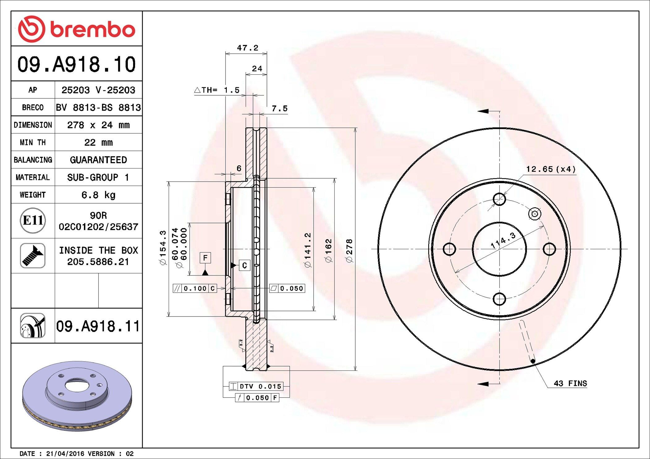 Frenos delanteros Brembo 09A91811 precio, desde 43,15 EUR