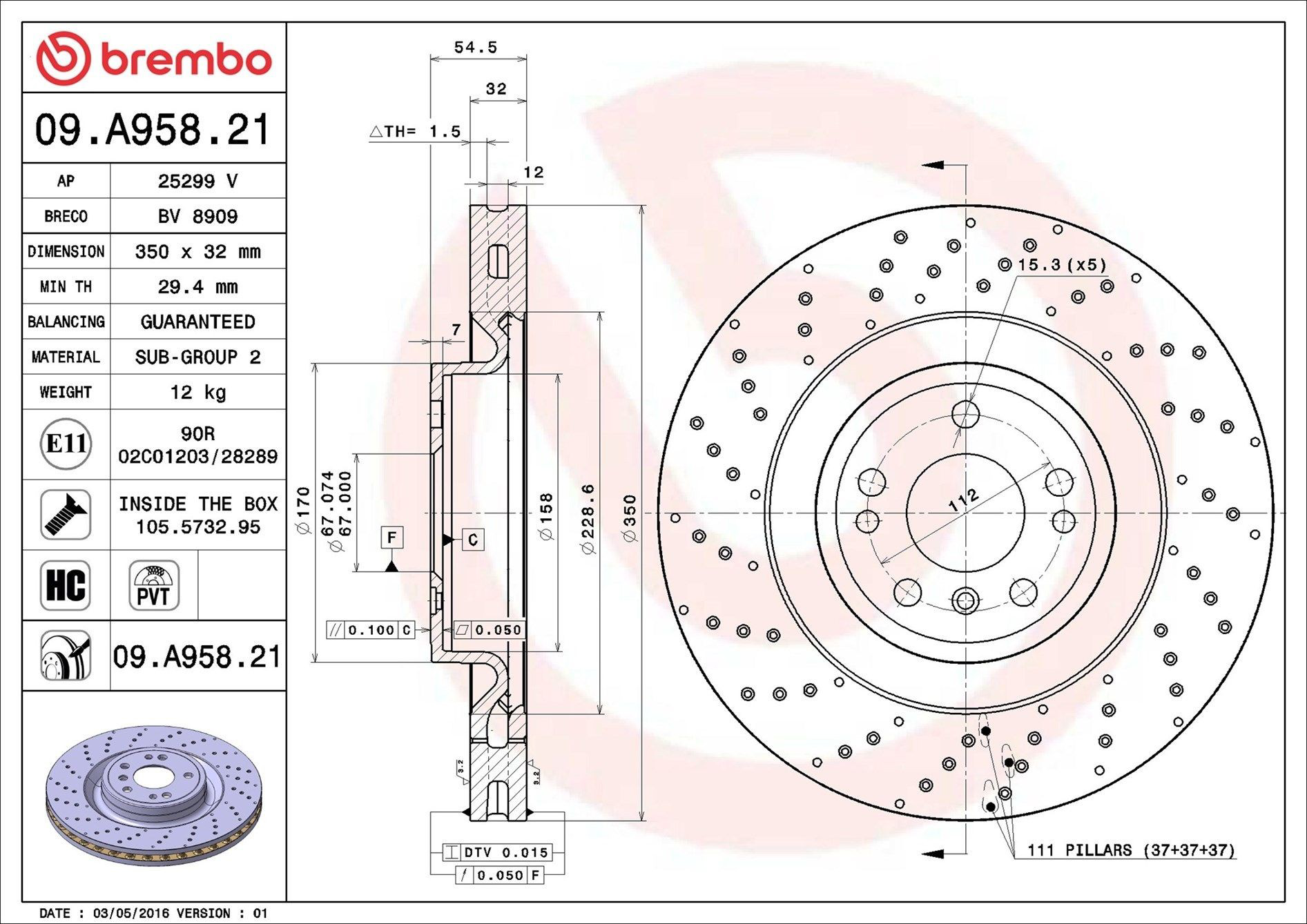 Frenos delanteros Brembo 09A95821 precio, desde 113,44 EUR