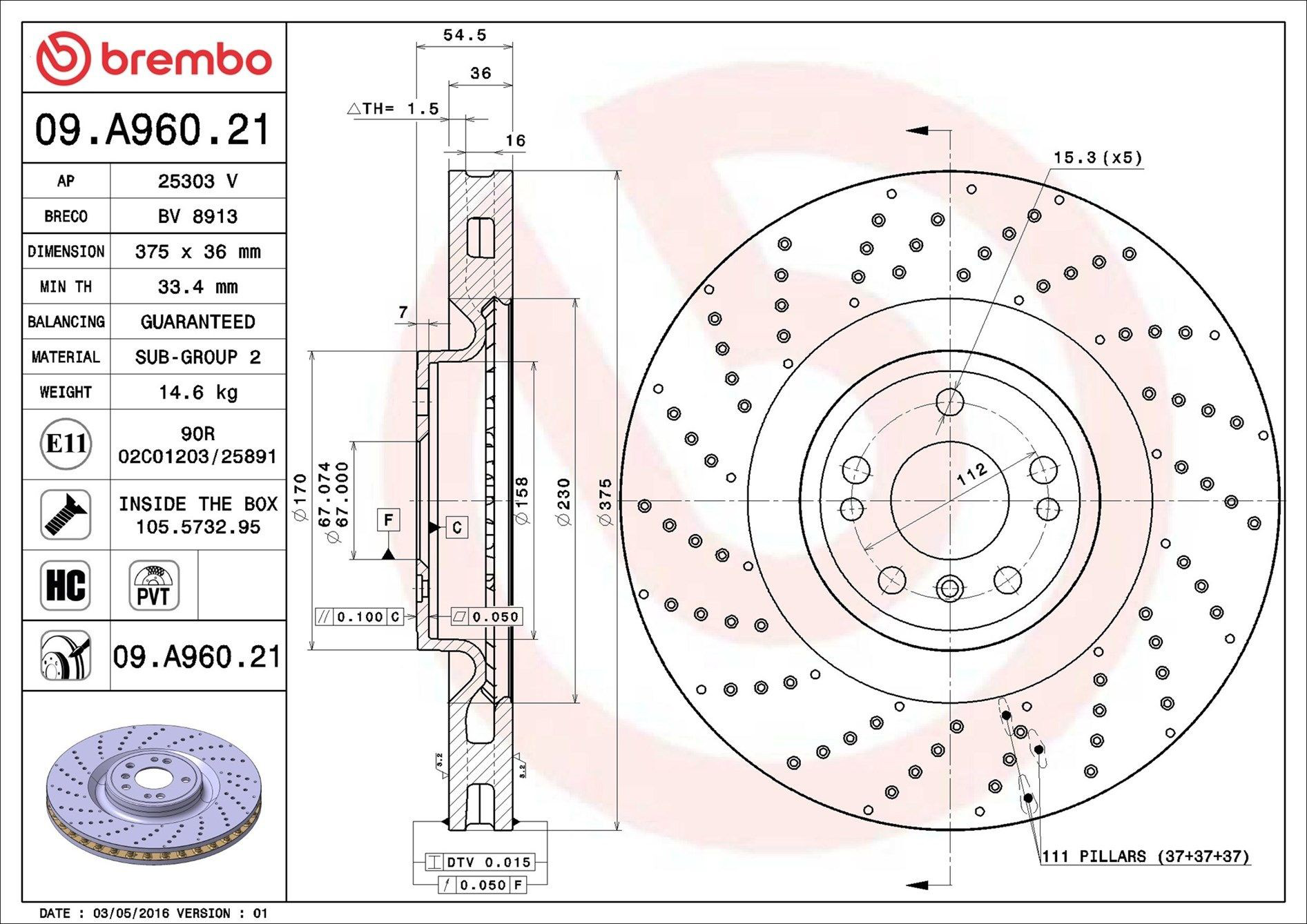 Frenos delanteros Brembo 09A96021 precio, desde 93,37 EUR