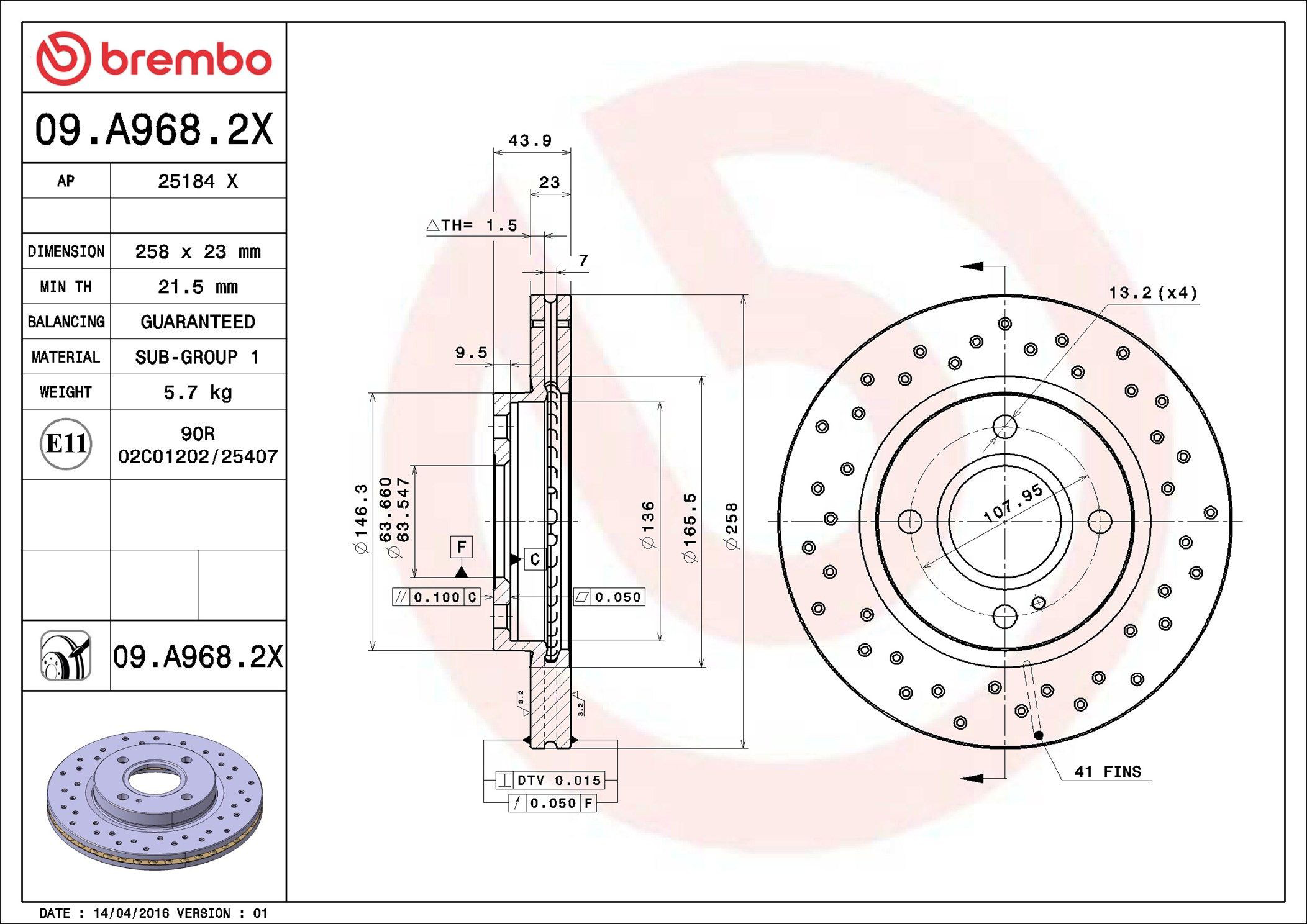 Frenos delanteros Brembo 09A9682X precio, desde 40,66 EUR