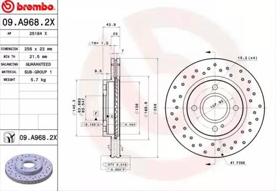Frenos delanteros Brembo 09A9682X precio, desde 40,66 EUR
