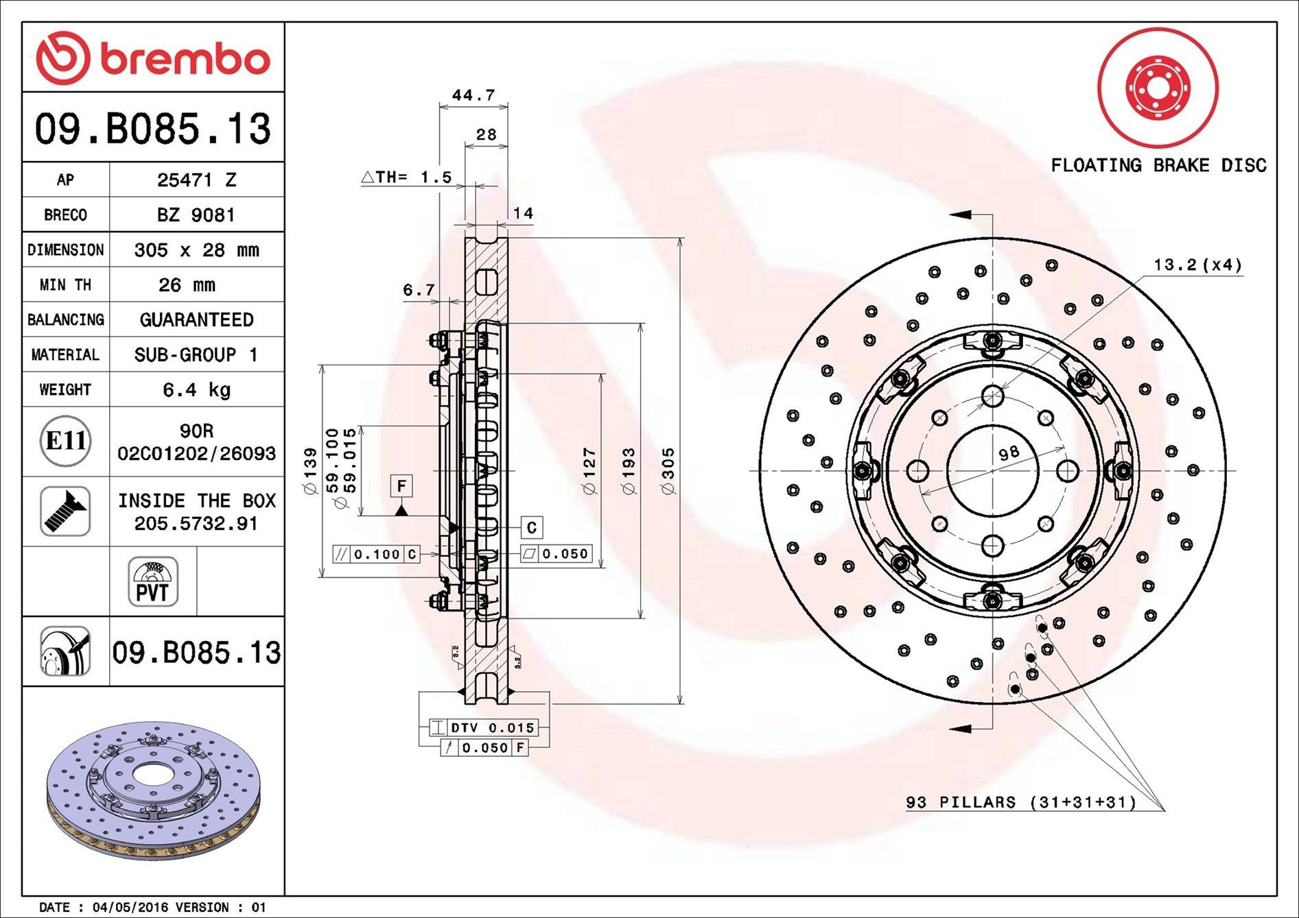51885455 Fiat/Alfa/Lancia Discos