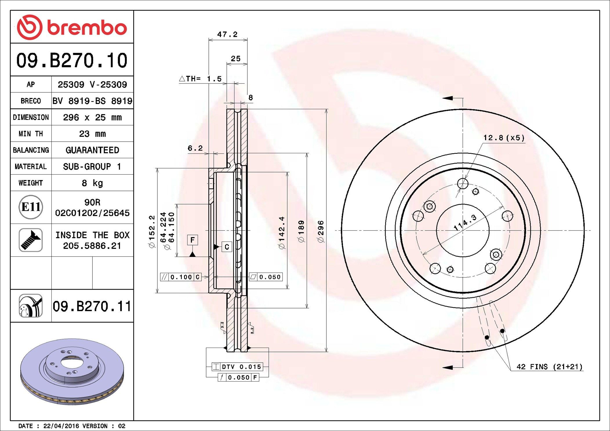 Comprar 09B27010 Brembo Freno de disco delantero