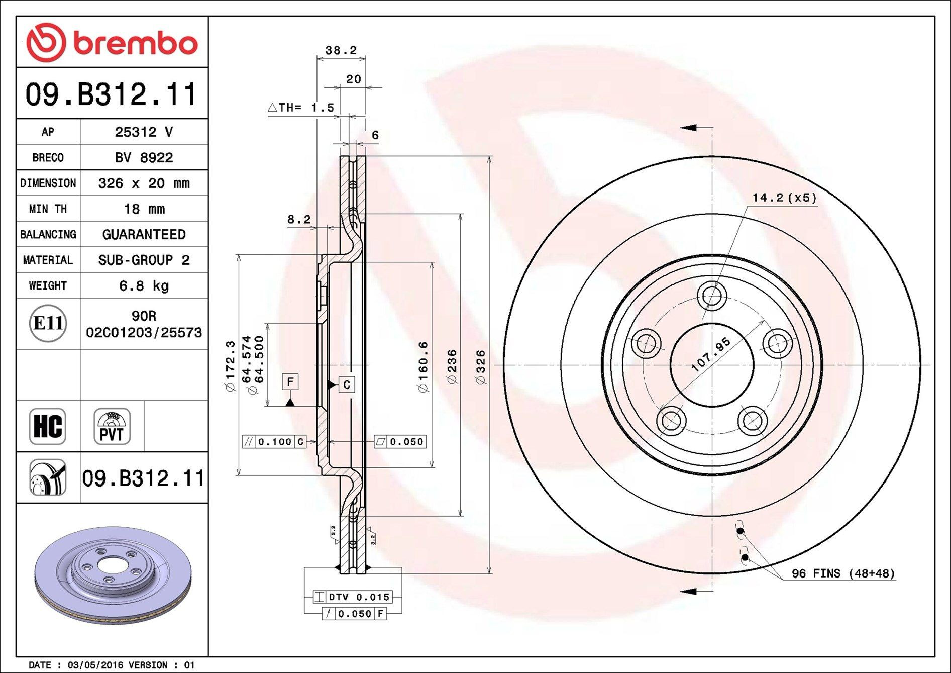Disco de freno trasero Brembo 09B31211 precio, desde 47,90 EUR