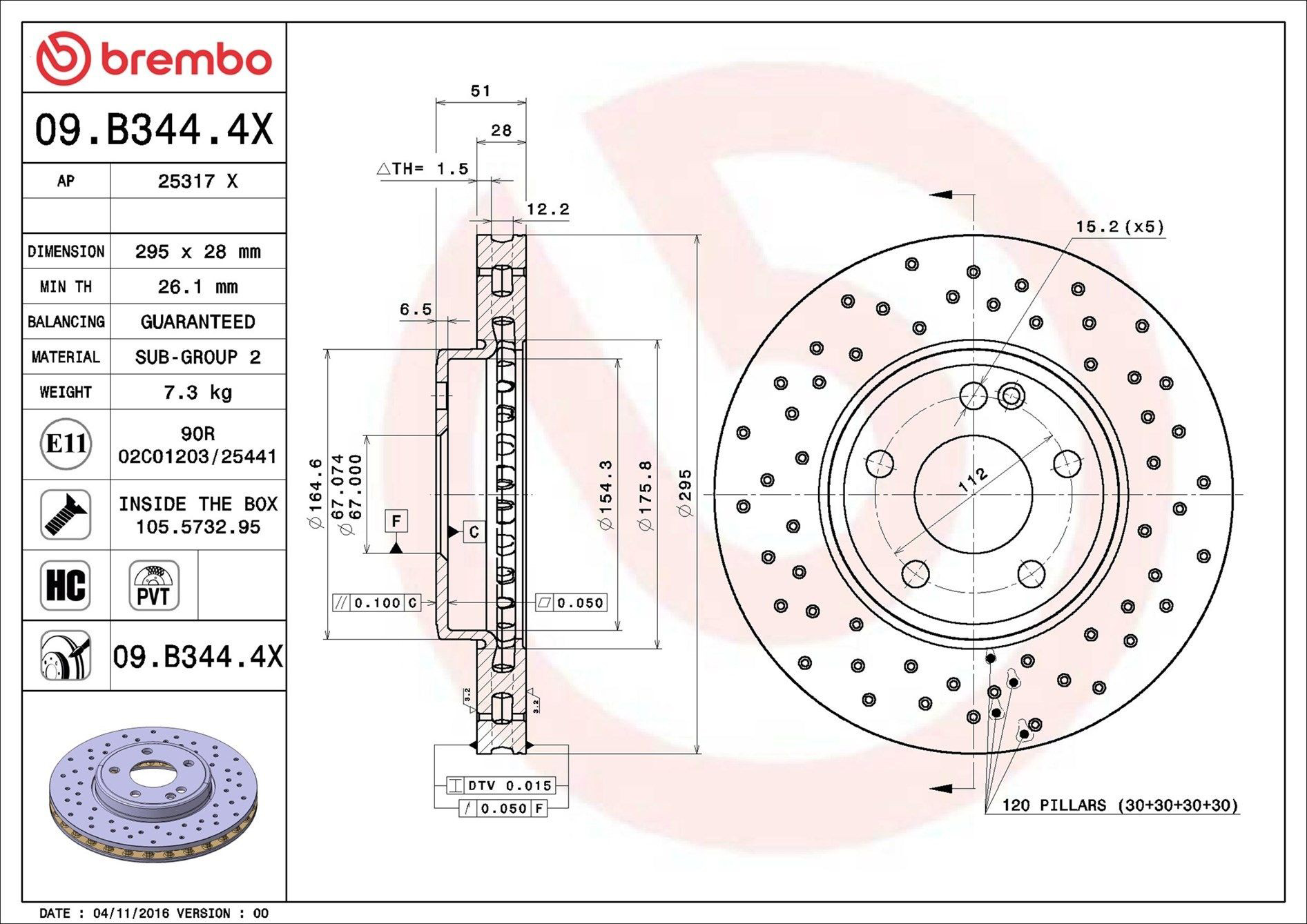 Frenos delanteros Brembo 09B3444X precio, desde 49,07 EUR