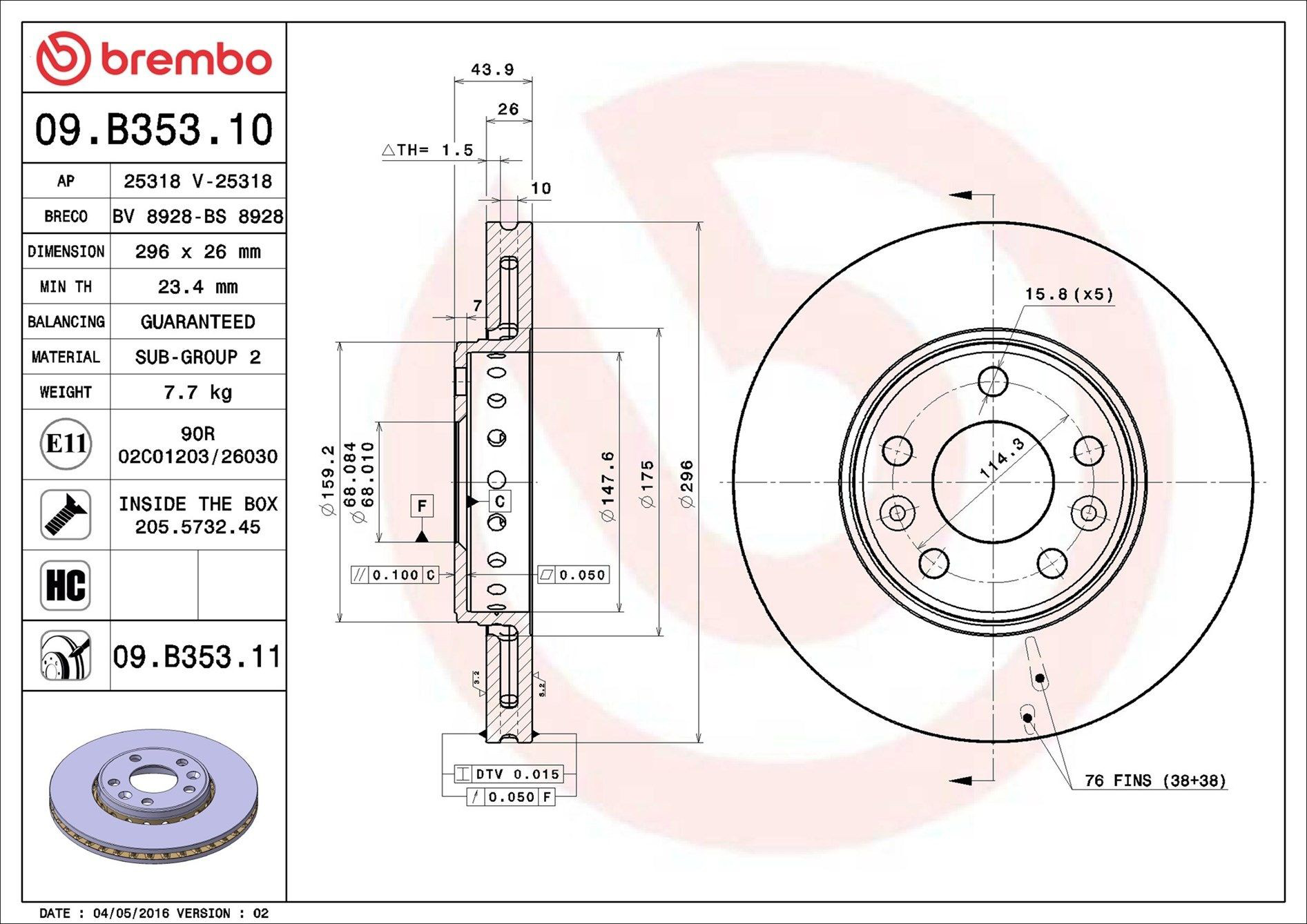Frenos delanteros Brembo 09B35311 precio, desde 48,58 EUR