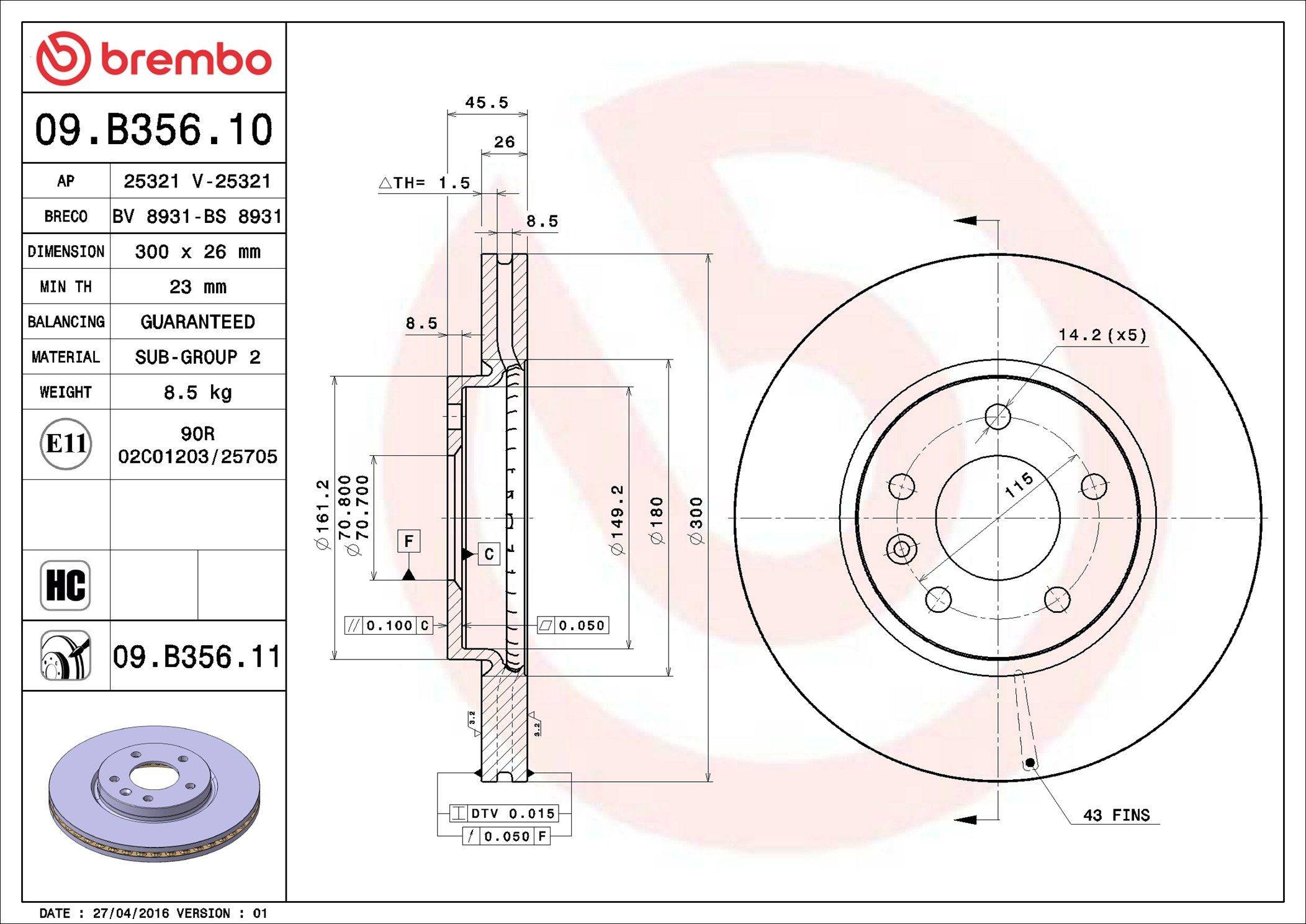Frenos delanteros Brembo 09B35611 precio, desde 48,50 EUR