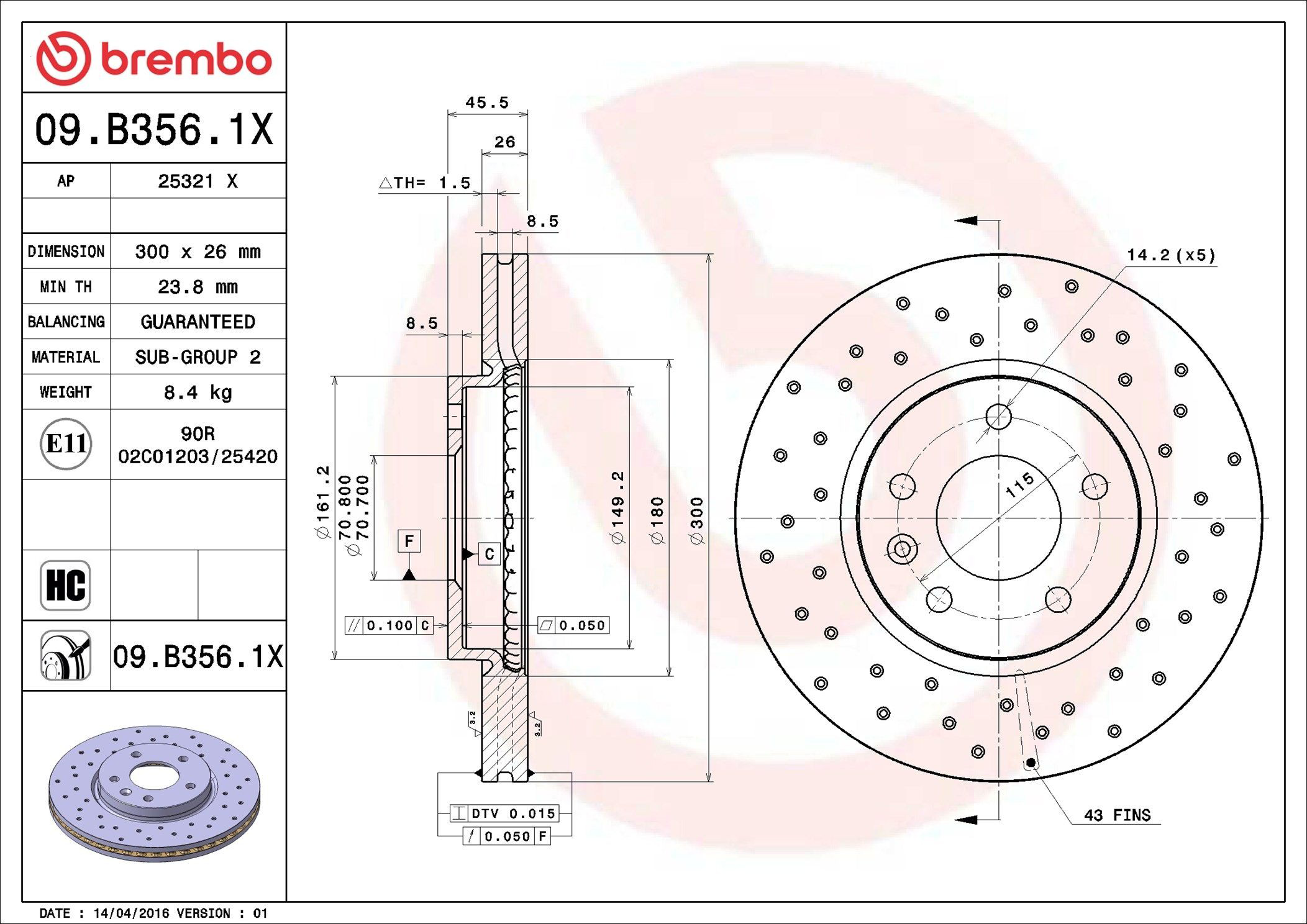 Frenos delanteros Brembo 09B3561X precio, desde 50,80 EUR