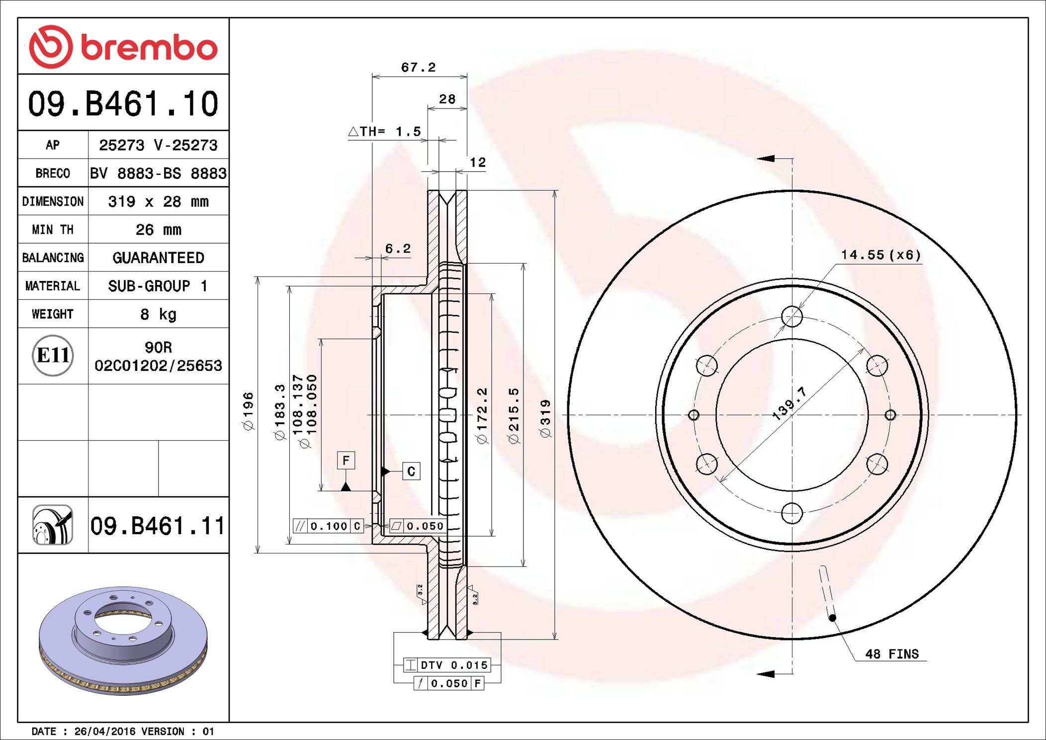 Frenos delanteros Brembo 09B46111 precio, desde 55,78 EUR