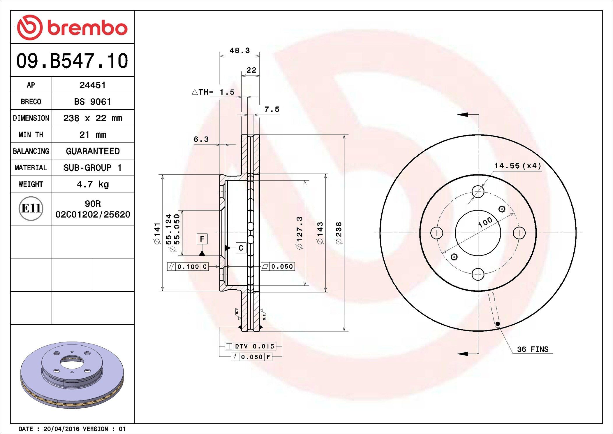 Comprar 09B54710 Brembo Freno de disco delantero