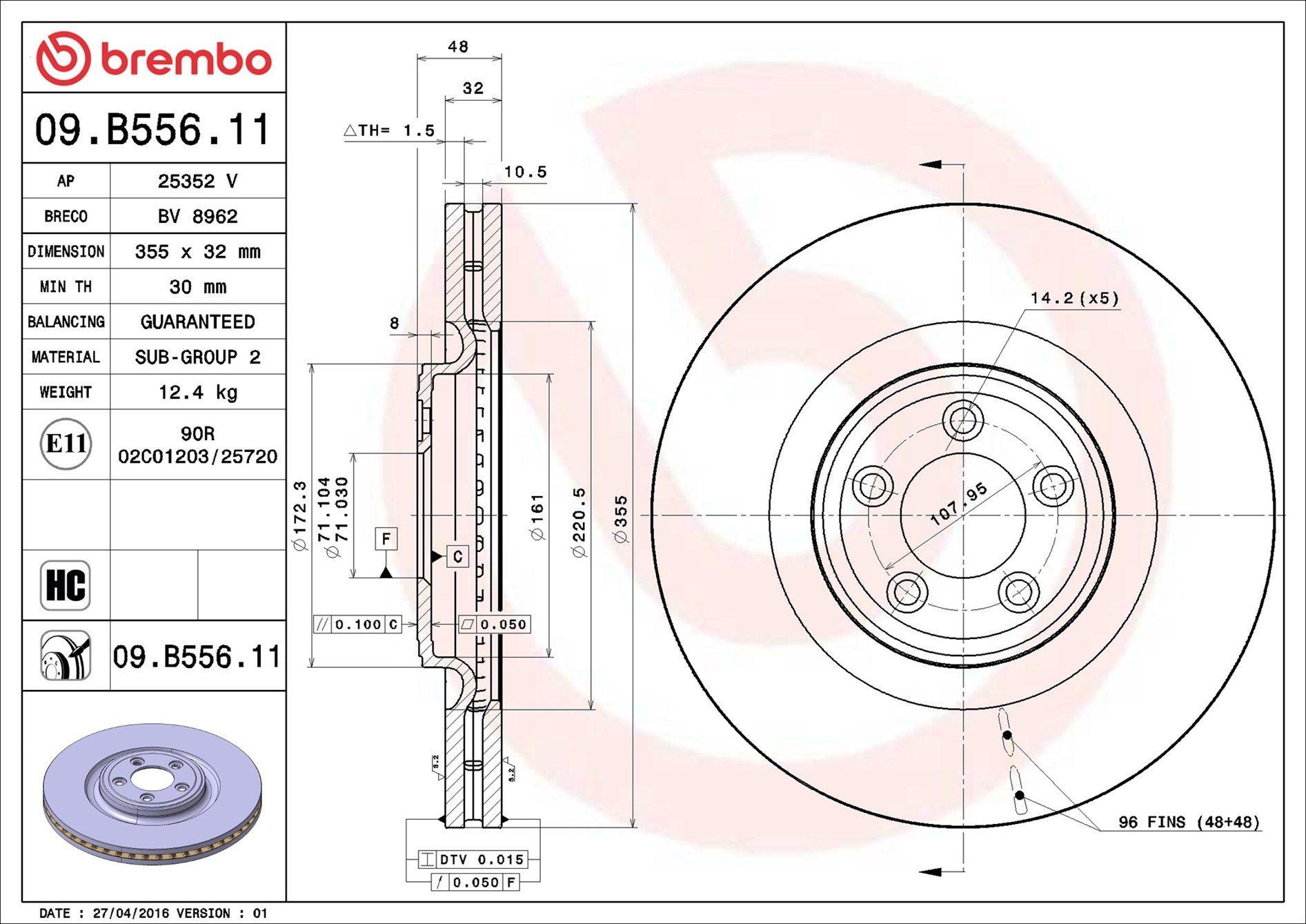 Frenos delanteros Brembo 09B55611 precio, desde 84,19 EUR