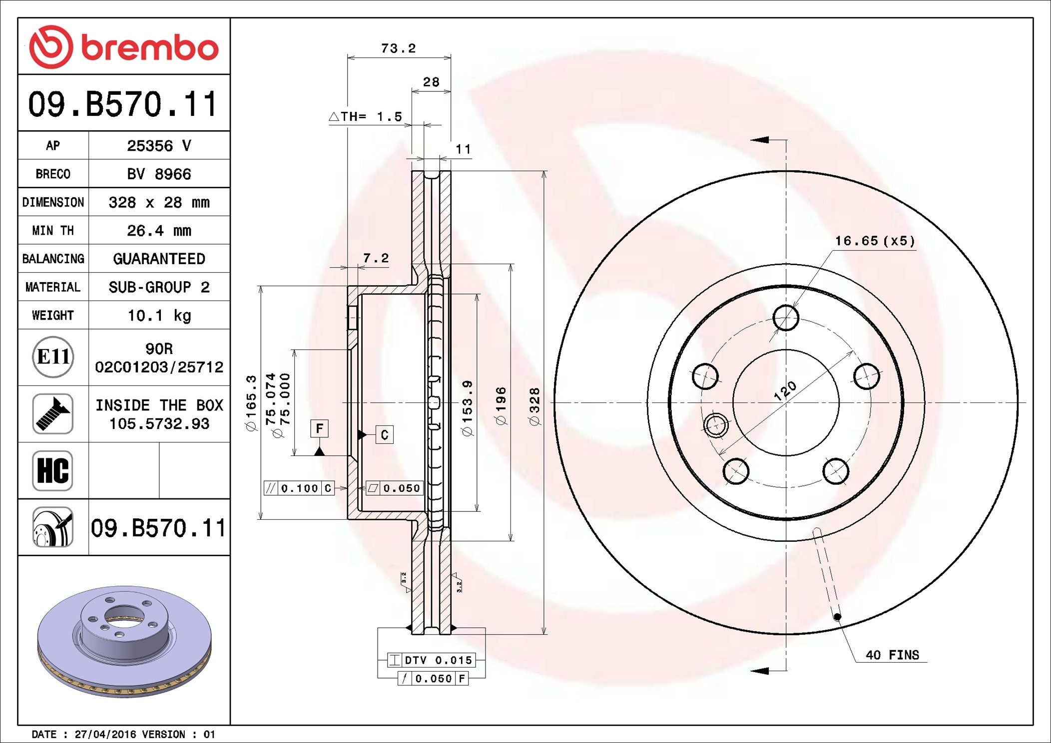 Frenos delanteros Brembo 09B57011 precio, desde 68,30 EUR