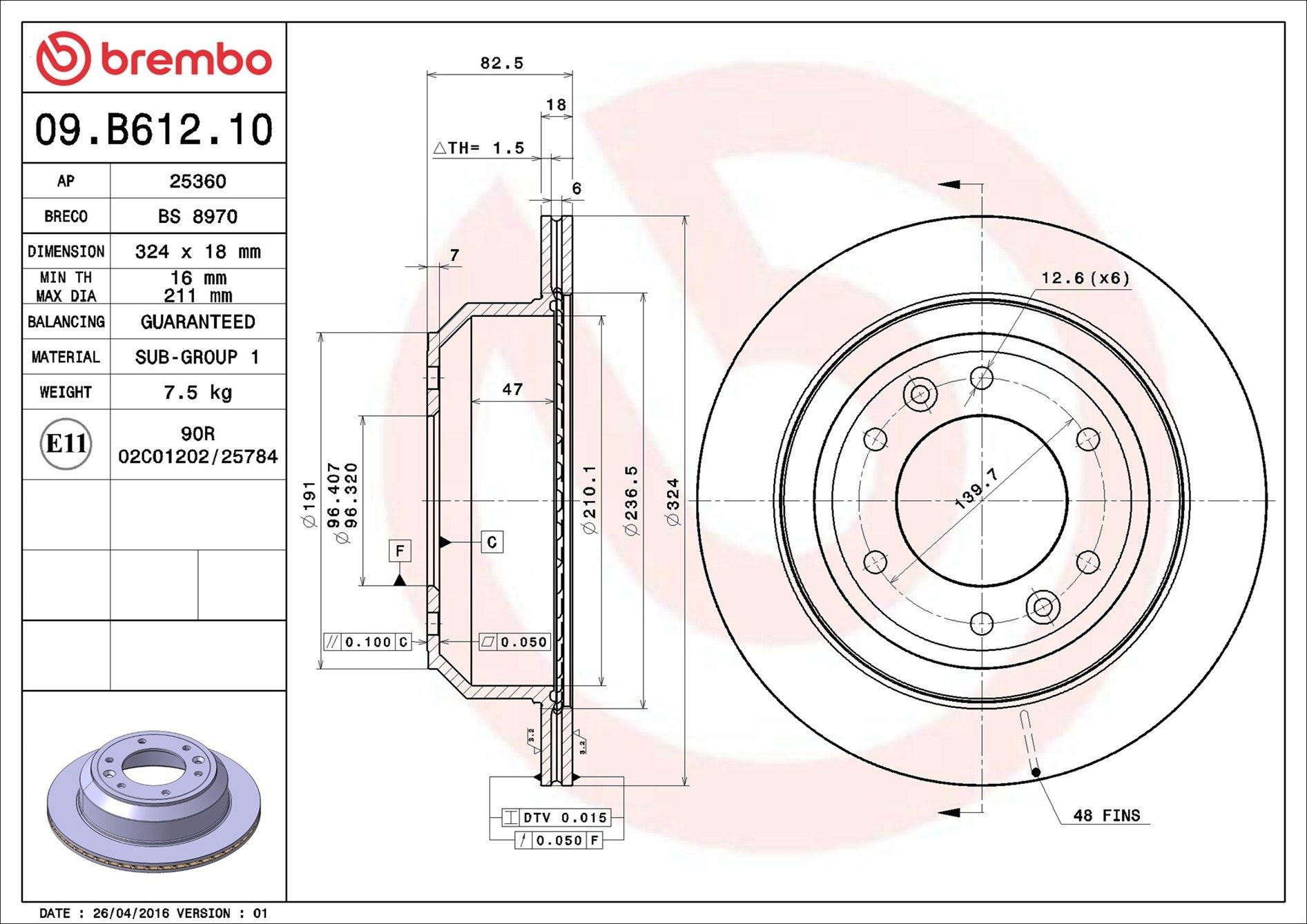 Disco de freno trasero Brembo 09B61210 precio, desde 62,74 EUR