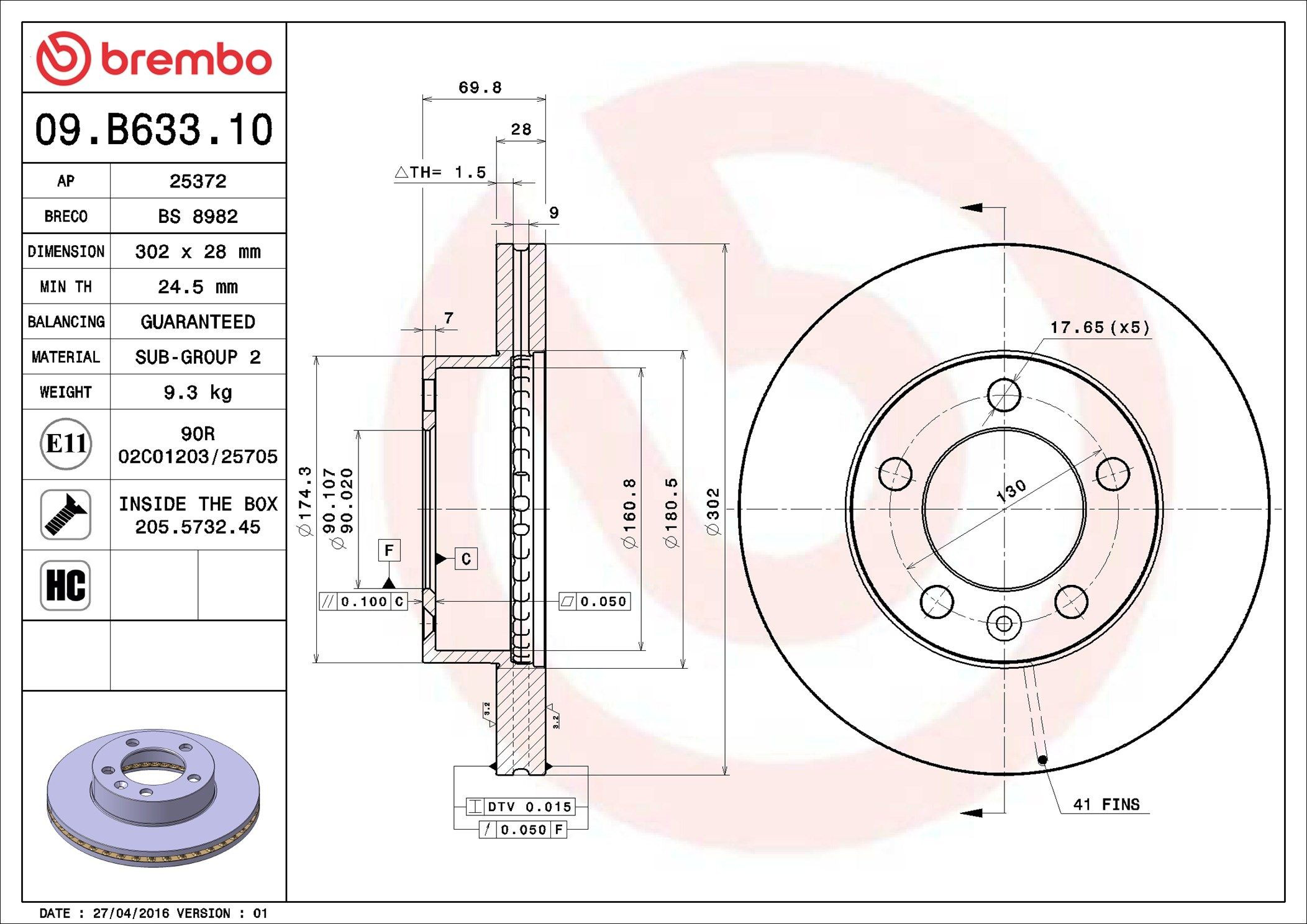 Comprar 09B63310 Brembo Freno de disco delantero