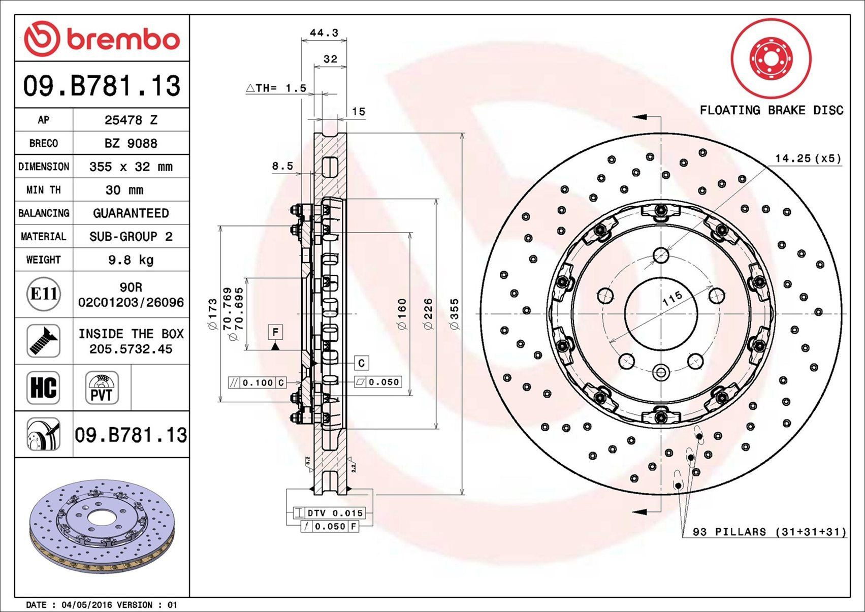 Frenos delanteros Brembo 09B78113 precio, desde 302,25 EUR