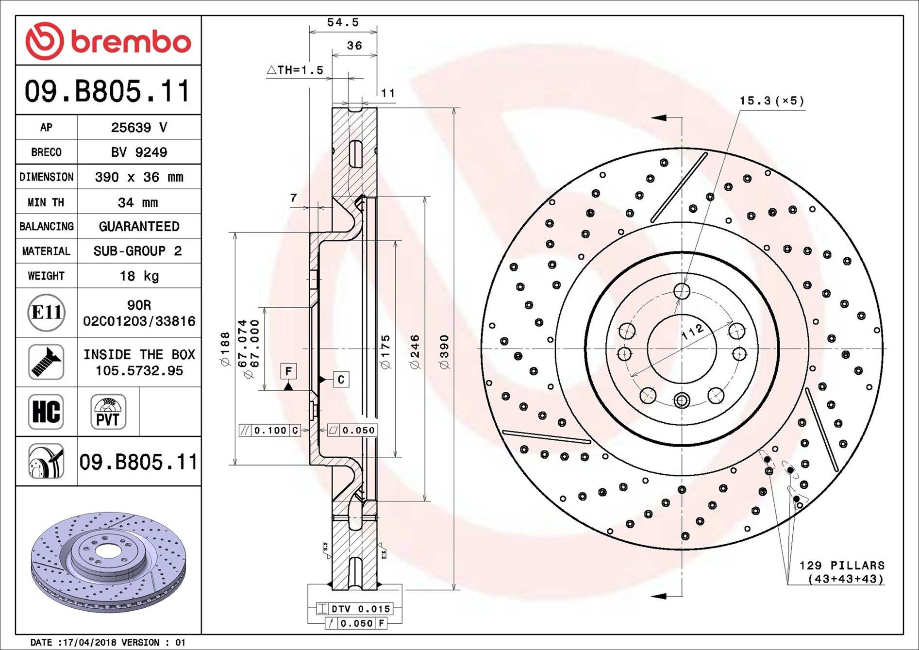 Frenos delanteros Brembo 09B80511 precio, desde 169,70 EUR